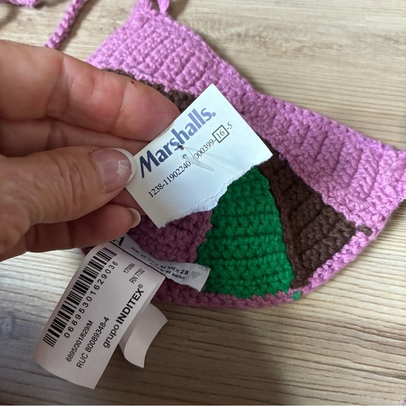 Zara Crocheted Bikini Top Size M Lavender Green Brown Beach Vacation Resort NWOT - Picture 9 of 10